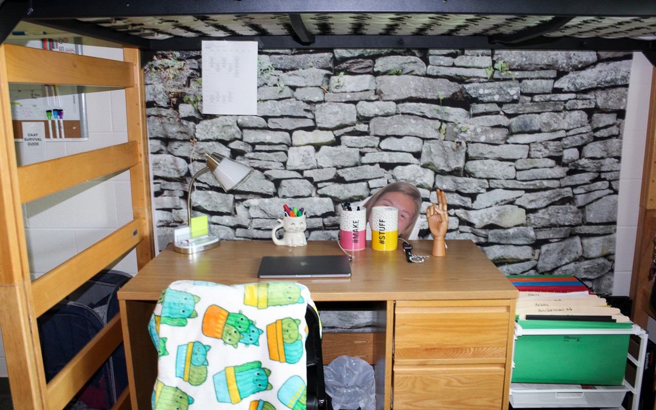 Desk in bedroom of Turner Hall quad